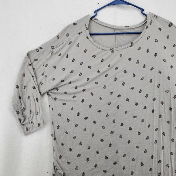 LOFT Outlet Top Women's 3/4 Sleeve Tunic Paisley Design Grey Extra Large - Picture 4 of 11